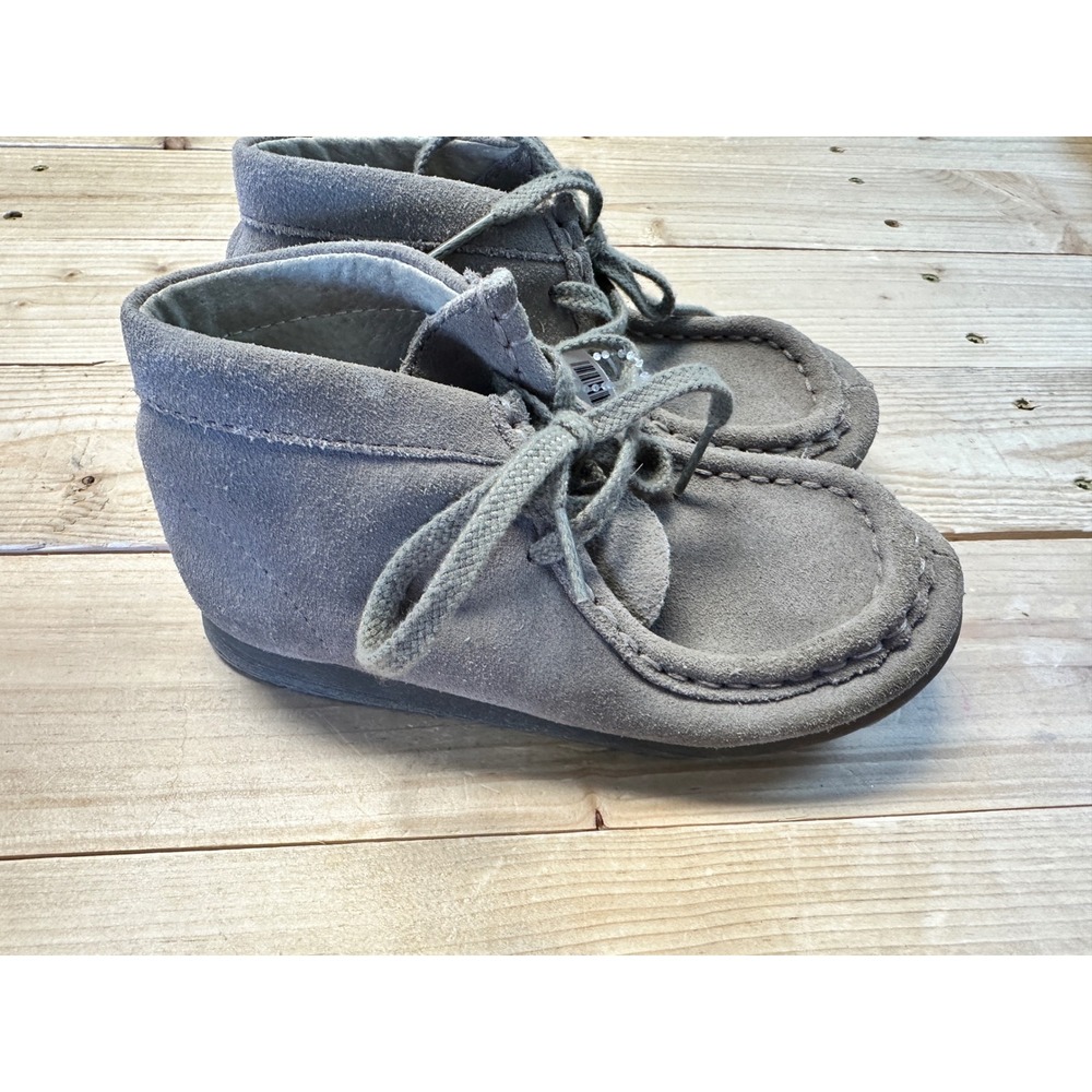 Footmate Classics Kids‎ Tan Suede Moc Toe Lace Up Ankle Boots Size 11.5